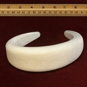 Ivory / White Velvet Padded Headband – Wide Padded Band Hair Accessory-J052